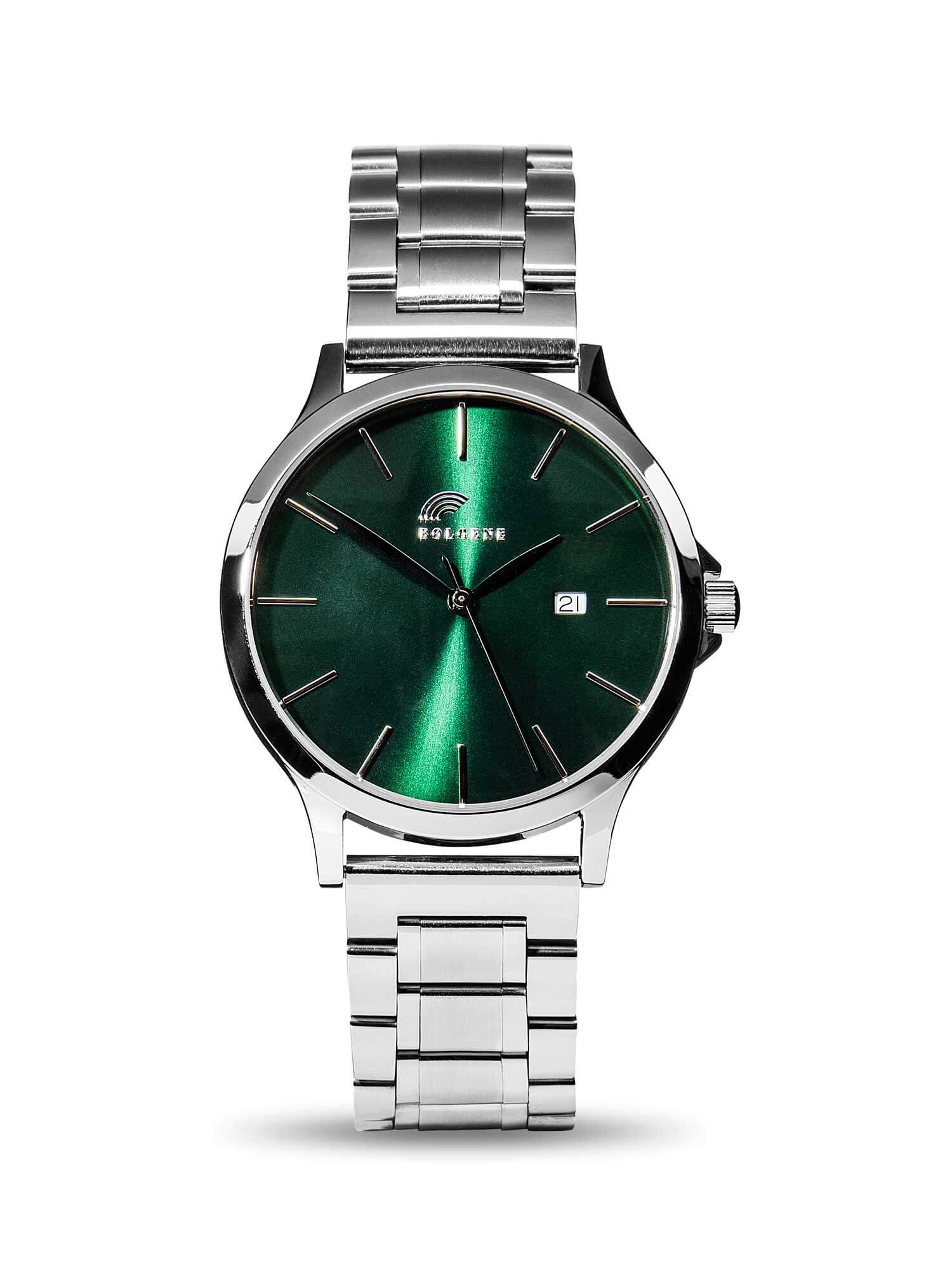 Timepiece by Bølgene Norway - Bølgene Kjeungskjaer Fyr sølvklokke med grønn skive